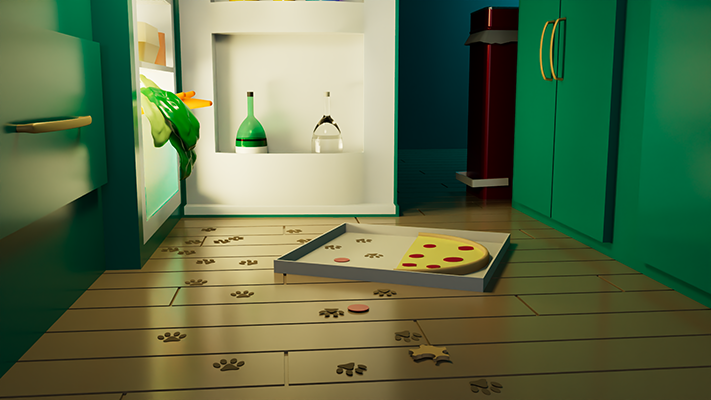 Image d'une pizza par terre