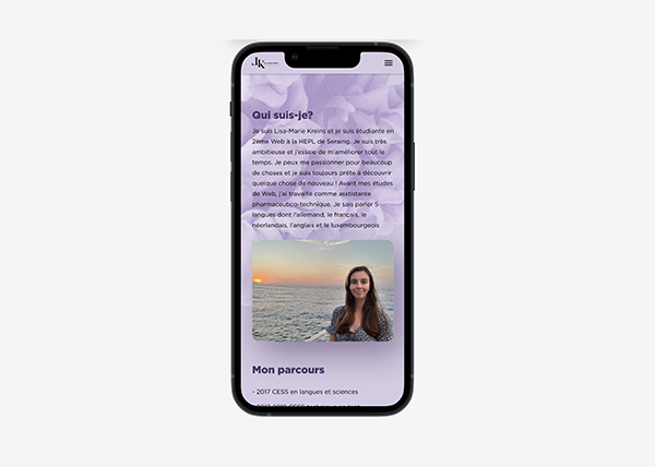 Image de la page à propos sur un mobile